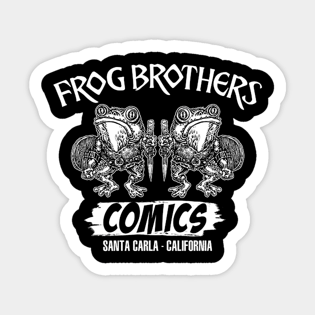 Frog Brothers Comics (Black Print) Sticker by Miskatonic Designs